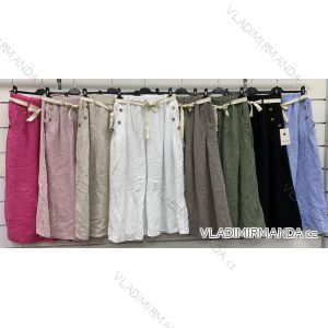 Kalhoty dlouhé letní mušelín dámské (S/M/L ONE SIZE) ITALSKÁ MÓDA IMWCP251652
