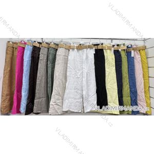 Kalhoty dlouhé lněné s páskem dámské (S/M/L ONE SIZE) ITALSKÁ MÓDA IMWCP251654