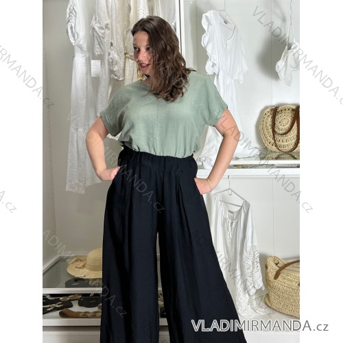 Tunika mit Anhänger Kurzarm Damen Übergröße (3XL/4XL ONE SIZE) ITALIAN FASHION IMC23020 -   grünes Khaki -