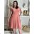Women's Lace Cotton Short Sleeve Dress (S/M ONE SIZE) ITALIAN FASHION IMM23M7267 S/M Light blue