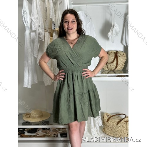 Elegant trousers with belt for women (S/M/L ONE SIZE) ITALIAN FASHION IM425057 -   green khaki -   S / M / L