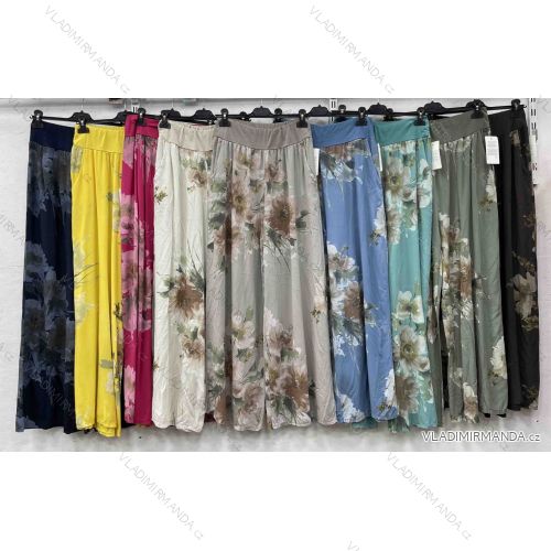 Kalhoty dlouhé letní květované dámské (S/M/L ONE SIZE) ITALSKÁ MÓDA IMWHA251688