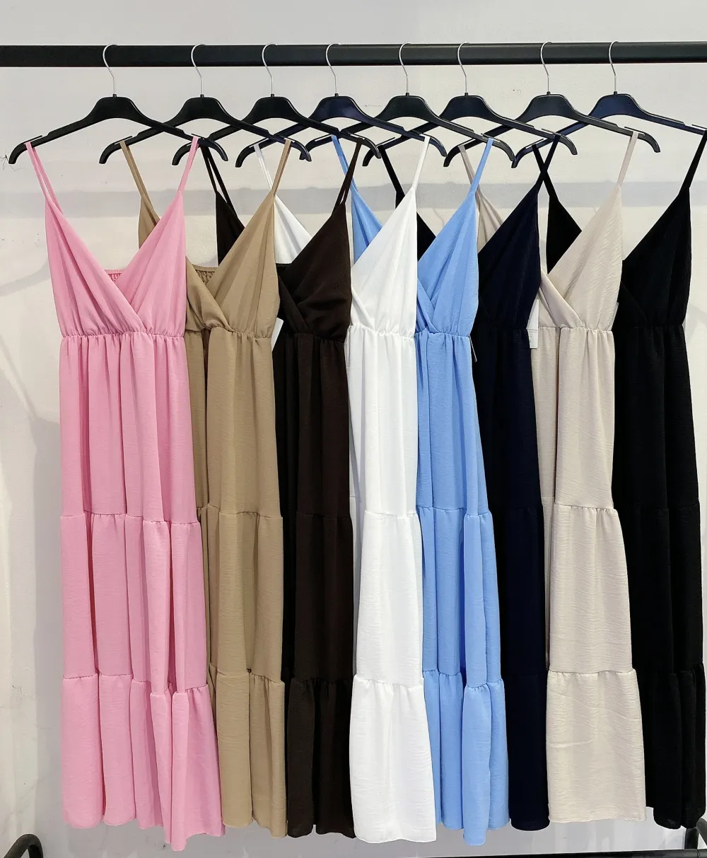 Šaty dlouhé letní na ramínka dámské (S/M/L ONE SIZE) ITALSKÁ MÓDA IMPMD256511M