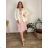 Langes Sommerkleid mit Gürtel, Musselin, kurze Ärmel, Damen, Übergröße (48/50 Einheitsgröße), ITALIAN FASHION IM424428 44/46 weiß