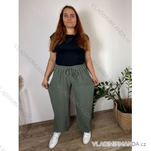 Kalhoty mušelínové letní dámské nadrozměr (46/48/50 ONE SIZE) ITALSKÁ MÓDA IM4250002/DUR