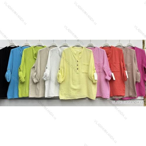 Tunika košeľová 3/4 dlhý rukáv mušelín dámska (S/M/L ONE SIZE) TALIANSKA MÓDA IMWHB251414