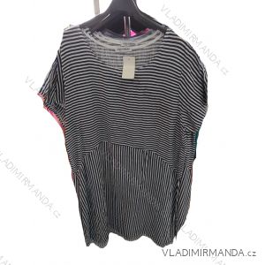 Tunika letní proužek krátký rukáv dámská nadrozměr (42/44/46 ONE SIZE) ITALSKÁ MODA IM725153