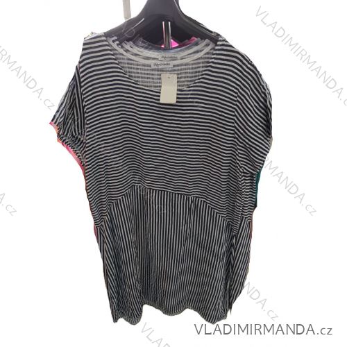 Tunika letní proužek krátký rukáv dámská nadrozměr (42/44/46 ONE SIZE) ITALSKÁ MODA IM725153