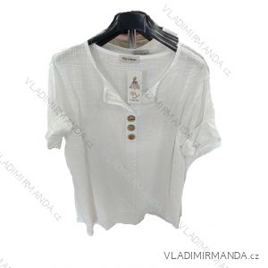 Košile bavlněná 3/4 dlouhý rukáv dámská nadrozměr (42/44/46 ONE SIZE) ITALSKÁ MODA IM725161