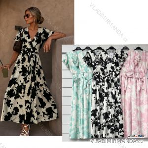 Šaty dlouhé letní krátký rukáv dámské (S/M/L ONE SIZE) ITALSKÁ MÓDA IMWAD251867