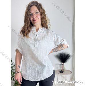 Tunika košilová bavlněná 3/4 dlouhý rukáv dámská (S/M/L ONE SIZE) ITALSKá MODA IM324111/DR