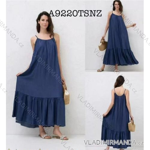Šaty dlouhé letní riflové na ramínka dámské (S/M/L ONE SIZE) ITALSKÁ MÓDA IMWBA251909