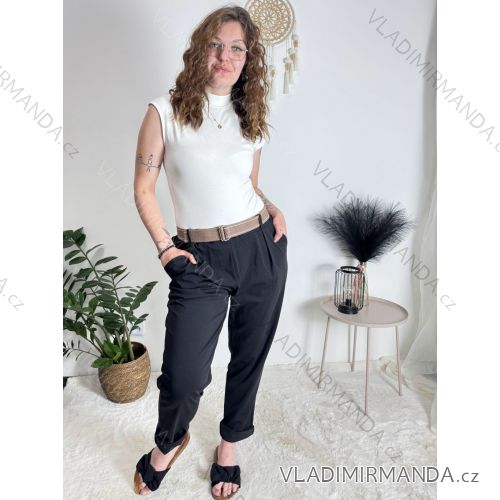 Kalhoty s páskem dámské (S/M/L ONE SIZE) ITALSKÁ MÓDA IM425LENA/DUR