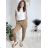 Kalhoty elegantní s páskem dámské  (S/M/L ONE SIZE) ITALSKÁ MÓDA IM425030/DUR sv. hnědá S/M/L