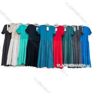 Šaty dlouhé letní krátký rukáv dámské (S/M/L ONE SIZE) ITALSKÁ MÓDA 	 IMD251763