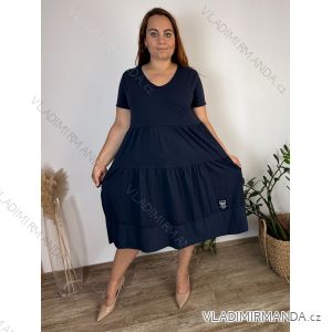 Šaty dlouhé volnočasové letní krátký rukáv dámské nadrozměr ALEXA (48/50/52 ONE SIZE) ITALSKÁ MÓDA IMC25220/DR