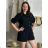 Košile mušelín dlouhý rukáv oversize dámská nadrozměr HANNAH (S/M/L ONE SIZE) ITALSKÁ MÓDA IMD25138/DU S/M/L Černá