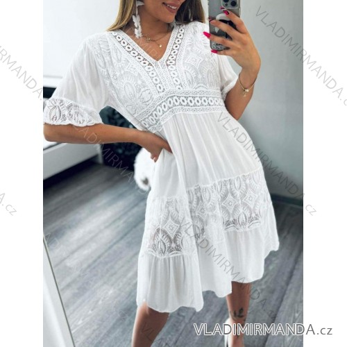 Ärmelloses Sommerkleid für Frauen (uni sm) ITALIAN FASHION IMD20550 weiß XL/2XL