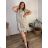 Šaty lněné krátký rukáv dámské nadrozměr (42/44/46 ONE SIZE) ITALSKÁ MODA IM7250002/DU -   zelená khaki -   44/46