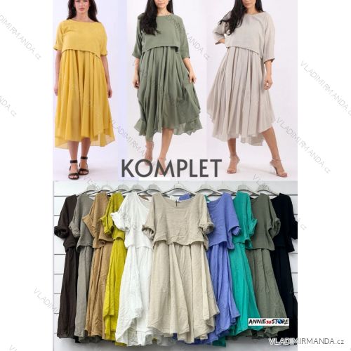 Langes Chiffon-Kurzarmkleid für Damen (S/M ONE SIZE) ITALIAN FASHION IMWGM23456