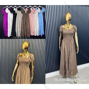 Šaty dlouhé letní krátký rukáv dámské (XS/S/M ONE SIZE) ITALSKÁ MÓDA IMWCA251981