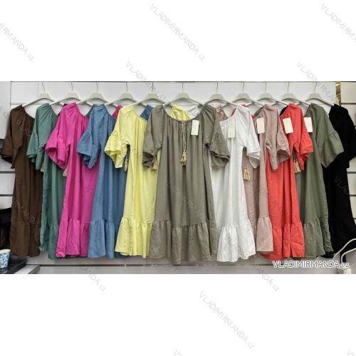 Šaty elegantní košilové dlouhý rukáv dámské (S/M ONE SIZE) ITALSKÁ MÓDA IMWY21734