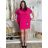 Šaty oversize krátký rukáv dámské nadrozměr LAURA (M/L/XL ONE SIZE) ITALSKÁ MÓDA IMC25207/DU M/L/XL tmavě růžová