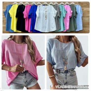 Tunika s přívěskem krátký rukáv dámská (S/M/L ONE SIZE) ITALSKÁ MÓDA IMWBL252078