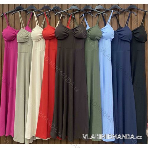 Šaty dlouhé elegantní letní na ramínka dámské (XS/S/M ONE SIZE) ITALSKÁ MÓDA IMWHD252149