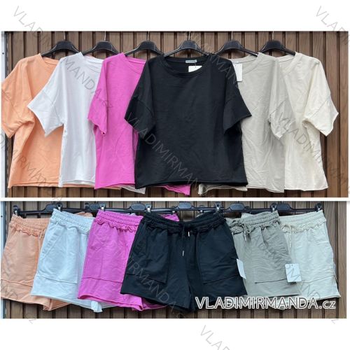 Souprava letní tričko krátký rukáv a kraťasy dámské (XS/S/M ONE SIZE) ITALSKÁ MÓDA IMWHD252151