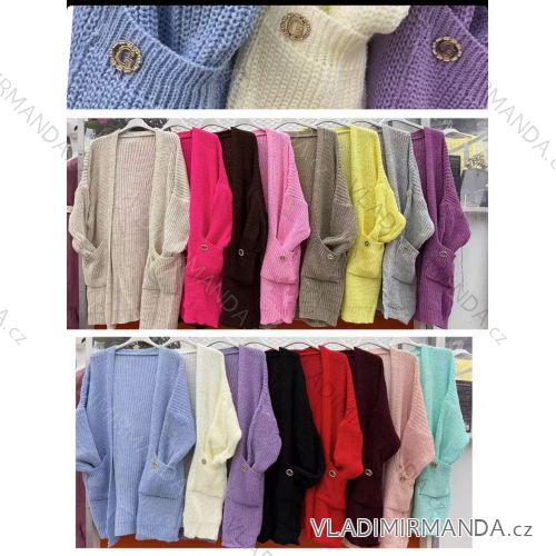 Cardigan pletený teplý dlouhý rukáv dámský (S/M/L ONE SIZE) ITALSKÁ MÓDA IMWCW252174