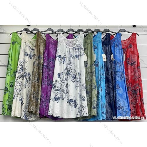 Šaty letní bez rukávu dámské nadrozměr (42/44/46 ONE SIZE) ITALSKÁ MÓDA IMWCL252204