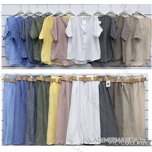Souprava letní košile krátký rukáv a kalhoty dlouhé dámské (S/M/L ONE SIZE) ITALSKÁ MÓDA IMWKK252214