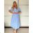 Langes Chiffon-Kurzarmkleid für Damen (S/M ONE SIZE) ITALIAN FASHION IMWGS231048