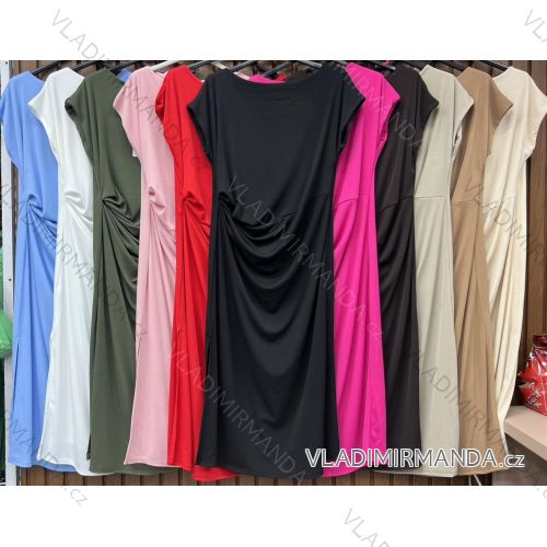 Šaty dlhé letné krátky rukáv dámske nadrozmer (42/44/46 ONE SIZE) TALIANSKA MÓDA IMWHD252376
