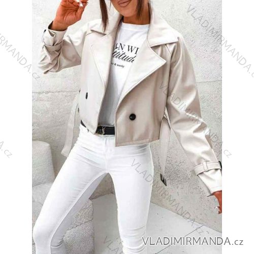 Bunda krátká koženková dlouhý rukáv dámská (XS/S/M ONE SIZE) ITALSKÁ MÓDA IMWCN252384