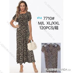 Šaty dlouhé letní leopardí krátký rukáv dámské nadrozměr (M/L - XL/XXL) IMWDF257710