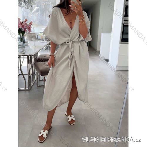 Women's casual summer muslin short sleeve dress (S/M/L ONE SIZE) ITALIAN FASHION IMWGB252284