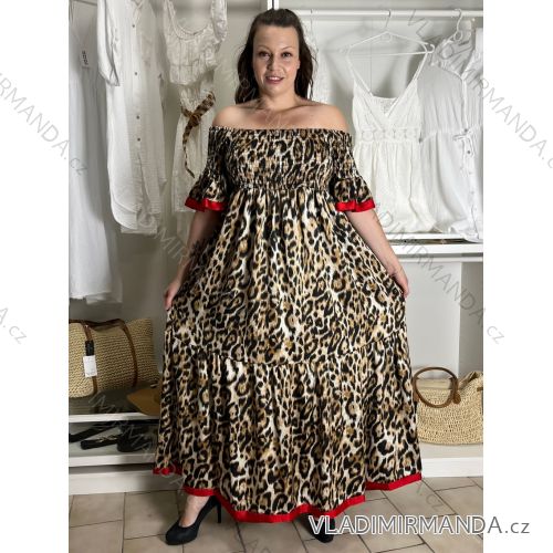 Šaty dlouhé letní carmen krátký rukáv dámské CATY (M/L/XLONE SIZE) INDICKÁ MÓDA IMM24M2892