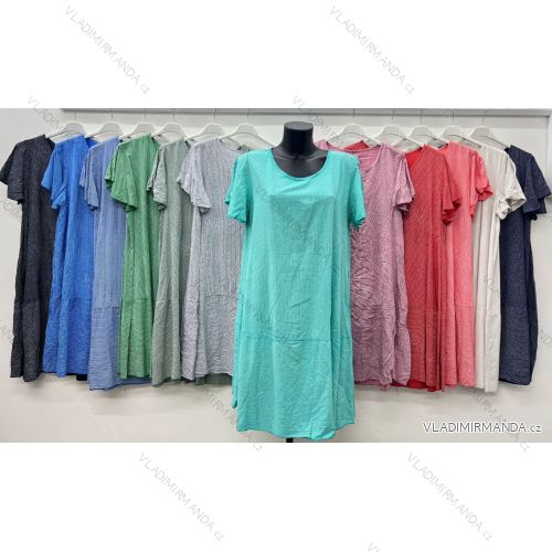 Šaty volnočasové letní oversize proužek krátký rukáv dámské nadrozměr (46/48/50 ONE SIZE) ITALSKÁ MÓDA IM425469