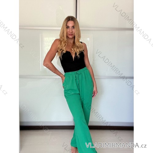 Women's long summer trousers (S/M/L ONE SIZE) ITALIAN FASHION IM725041 -   green -   S / M / L
