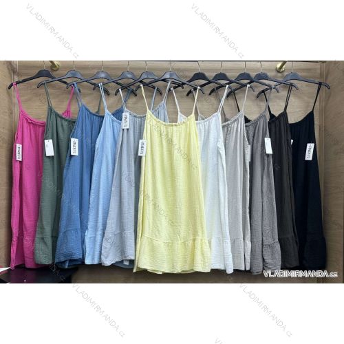 Šaty letní mušelínové na ramínka dámské (S/M/L ONE SIZE) ITALSKÁ MÓDA IMWBR252309