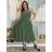 Women's summer short sleeve dress (44/46/48 ONE SIZE) ITALIAN FASHION IM424287 S / M / L green khaki