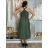 Women's summer short sleeve dress (44/46/48 ONE SIZE) ITALIAN FASHION IM424287 S / M / L green khaki