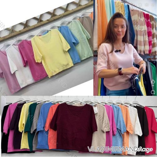 Svetr slabý krátký rukáv dámský (S/M/L ONE SIZE) ITALSKÁ MÓDA IMWDN252339