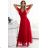 562-7 NASTIA Long dress with a neckline and short sleeves - red