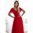 562-7 NASTIA Long dress with a neckline and short sleeves - red