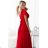 562-7 NASTIA Long dress with a neckline and short sleeves - red