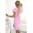 479-10 NINA elegant dress with envelope neckline, sleeves and belt - candy pink