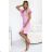 479-10 NINA elegant dress with envelope neckline, sleeves and belt - candy pink